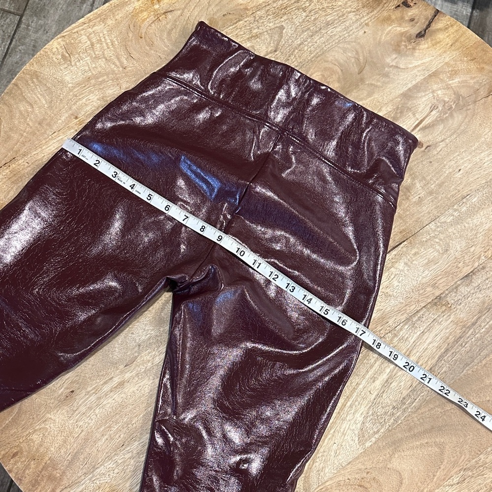SPANX Shiny Burgundy Faux Leather Leggings - Picture 16 of 17